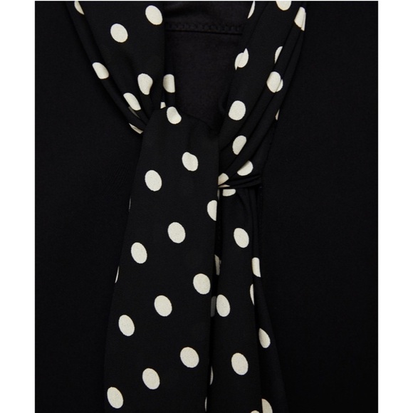 [Zara] Classy Black Polka Dot Scarf Blazer - Picture 6 of 11